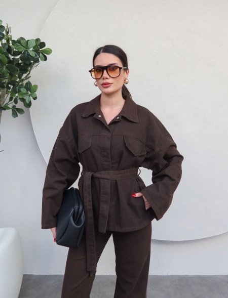 طقم جينز بني